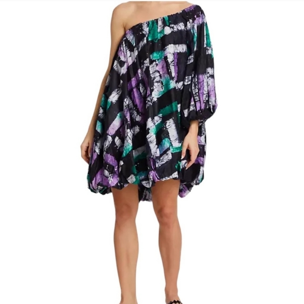 Busayo‎ Adufe  One Shoulder Puffed Sleeve Mini Dress Size XS